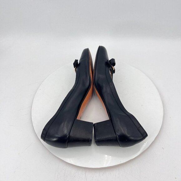 Salvatore Ferragamo Women Size 10 AAAA Black Leather Bow Block Low Heel Shoes - Picture 5 of 13